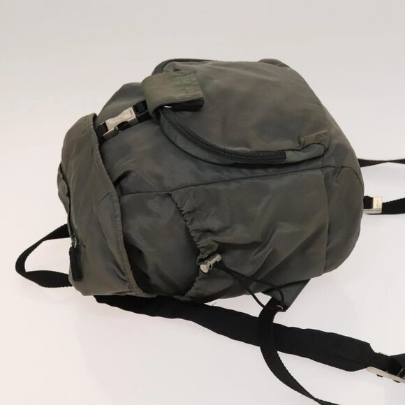 PRADA Backpack Nylon Khaki Silver Auth bs27852 - Picture 4 of 16